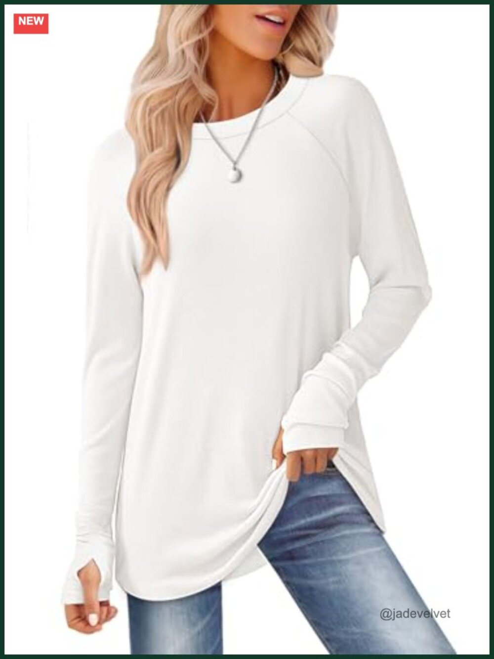Women's Long Sleeve Tunic Tops with Thumb Holes Casual Crew Neck Fall Shirts